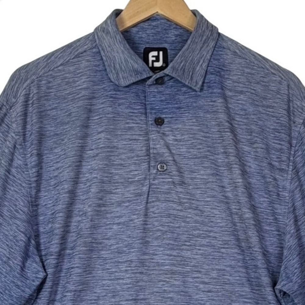 FootJoy Mens Medium Blue Heather Golf Polo Shirt Performance Stretch Preppy